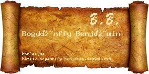 Bogdánffy Benjámin névjegykártya